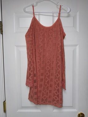 Xhilaration Coral Lace Cold-Shoulder Dress